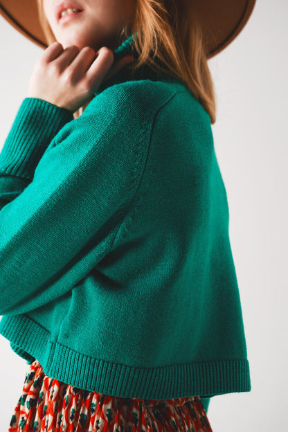 Jersey cropped de cuello alto en verde
