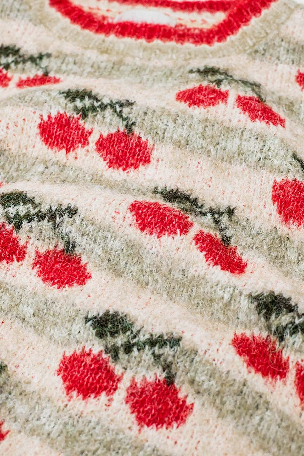 jersey crudo de manga corta con estampado de cerezas
