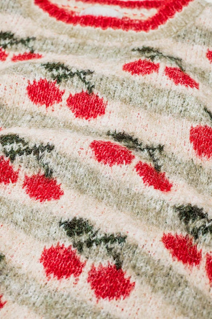 jersey crudo de manga corta con estampado de cerezas
