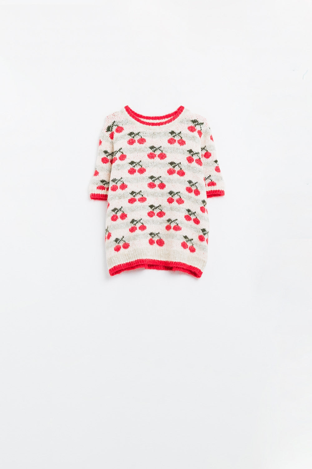 jersey crudo de manga corta con estampado de cerezas