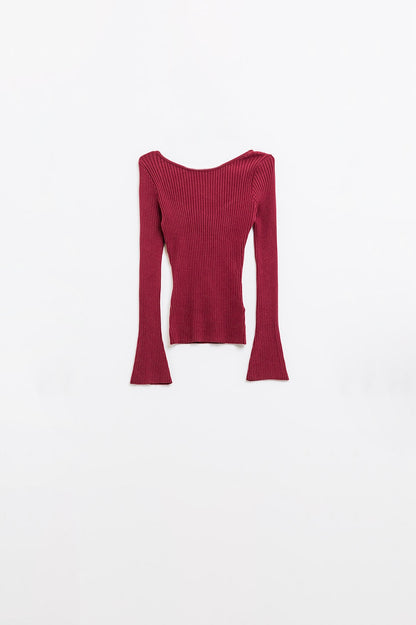 jersey de canalé burdeos con espalda abierta