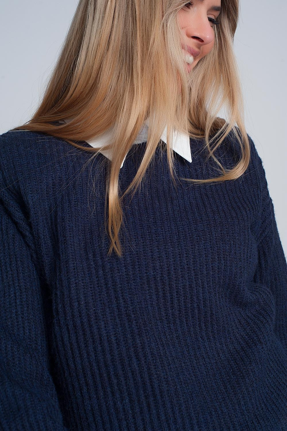 Jersey de canalé en azul marino