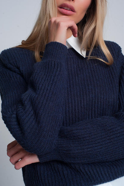 Jersey de canalé en azul marino