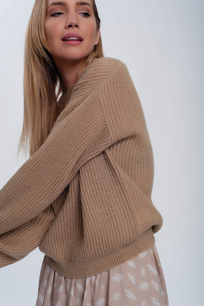 Jersey de canalé en beige