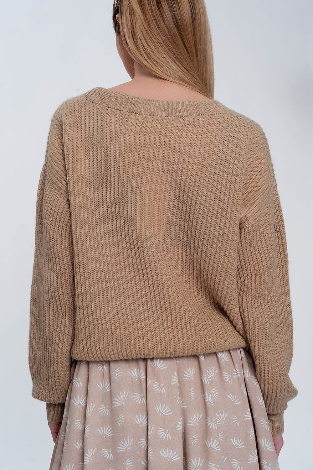 Jersey de canalé en beige