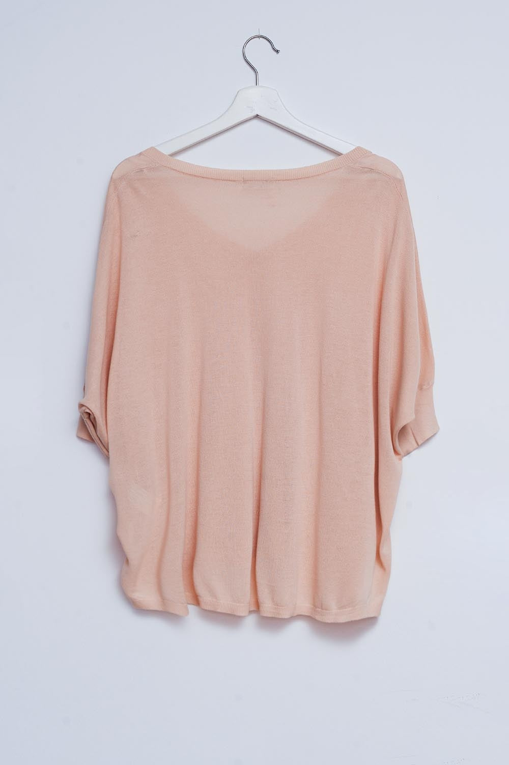 Jersey de corte cuadrado y manga corta en beige