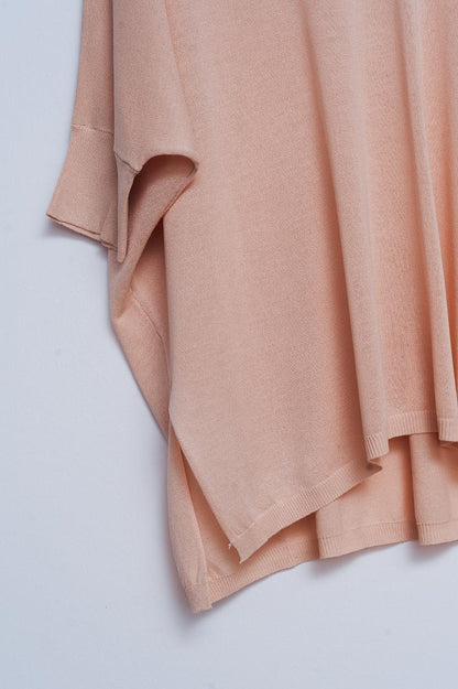 Jersey de corte cuadrado y manga corta en beige