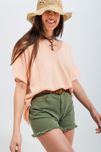 Jersey de manga corta en rosa