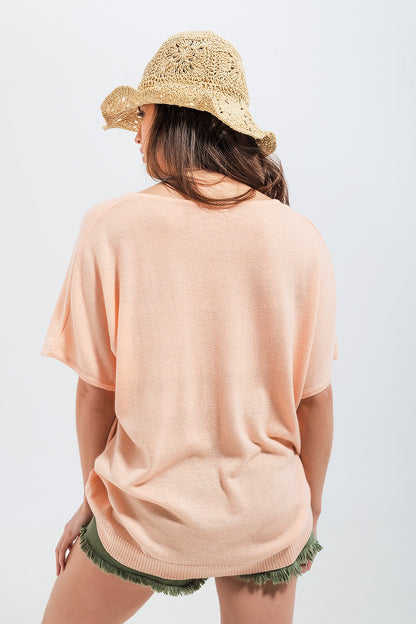 Jersey de manga corta en rosa