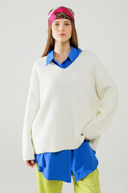 Jersey de punto blanco