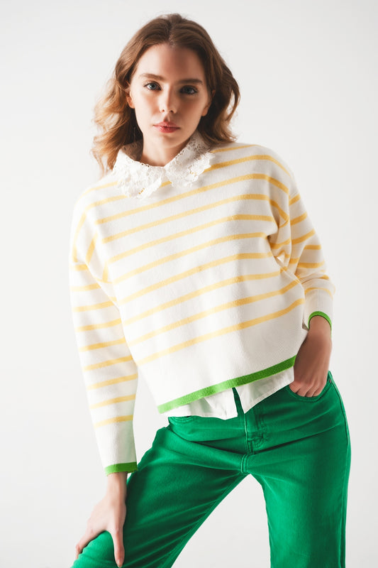 Q2 Jersey de rayas en amarillo y blanco