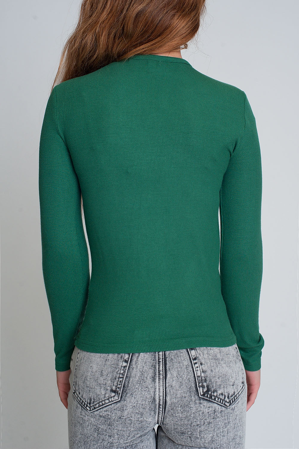 Jersey escote asimetrico en color verde
