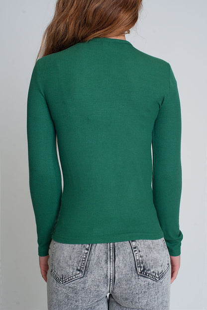 Jersey escote asimetrico en color verde