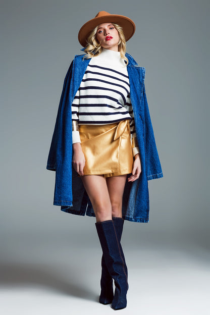 Jersey Estilo marinero Con Cuello alto Y Detalle De Botones En El Cuello En Blanco Y Azul Marino