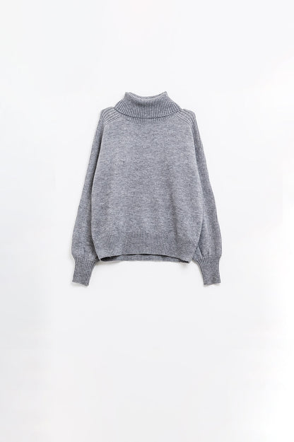 jersey gris ancho con mangas de canalé