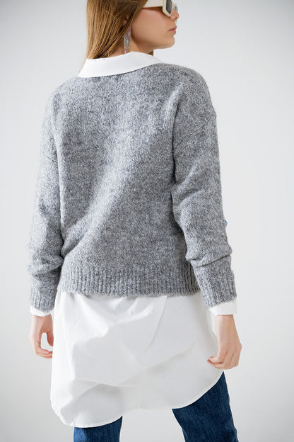 jersey gris Con Estrellas Bordadas