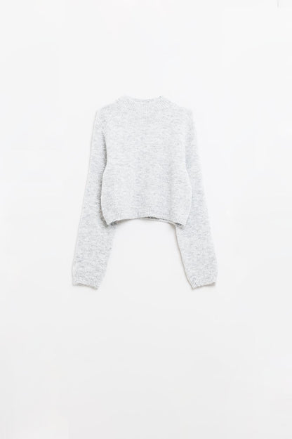 Jersey gris de manga larga con detalle de espalda abierta