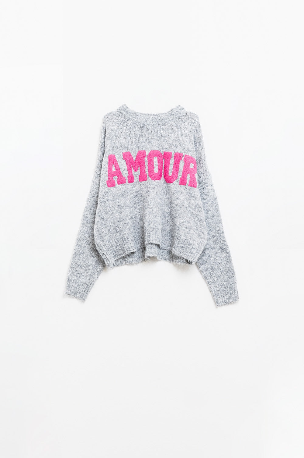 Jersey gris supersuave con el texto Amour en el pecho