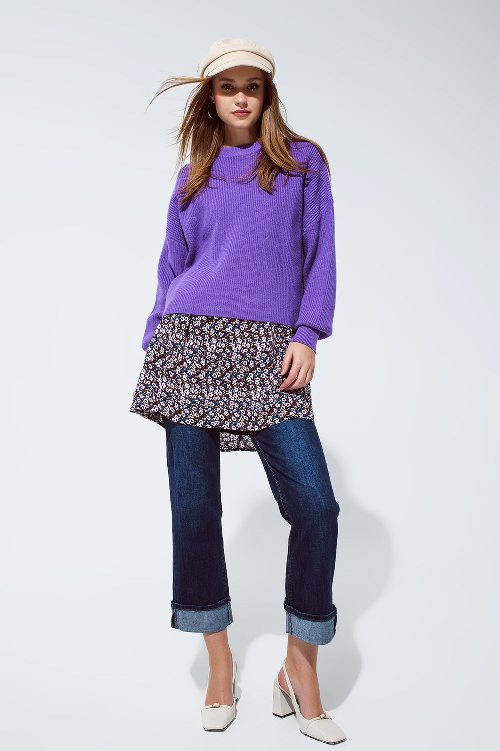 Jersey holgado de punto grueso en color morado