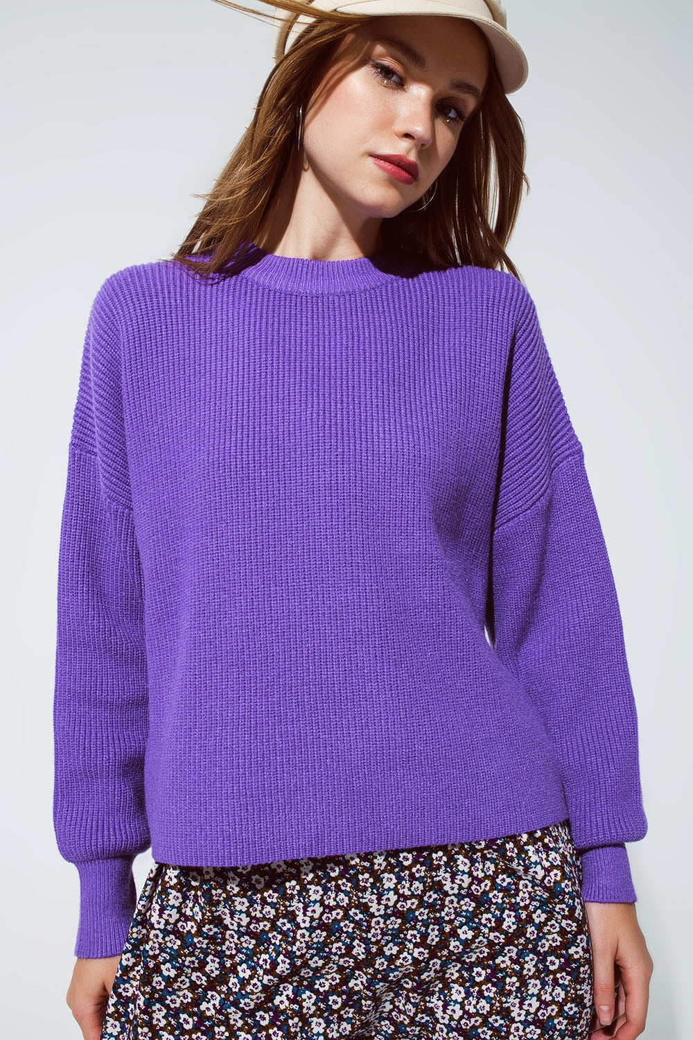 Jersey holgado de punto grueso en color morado