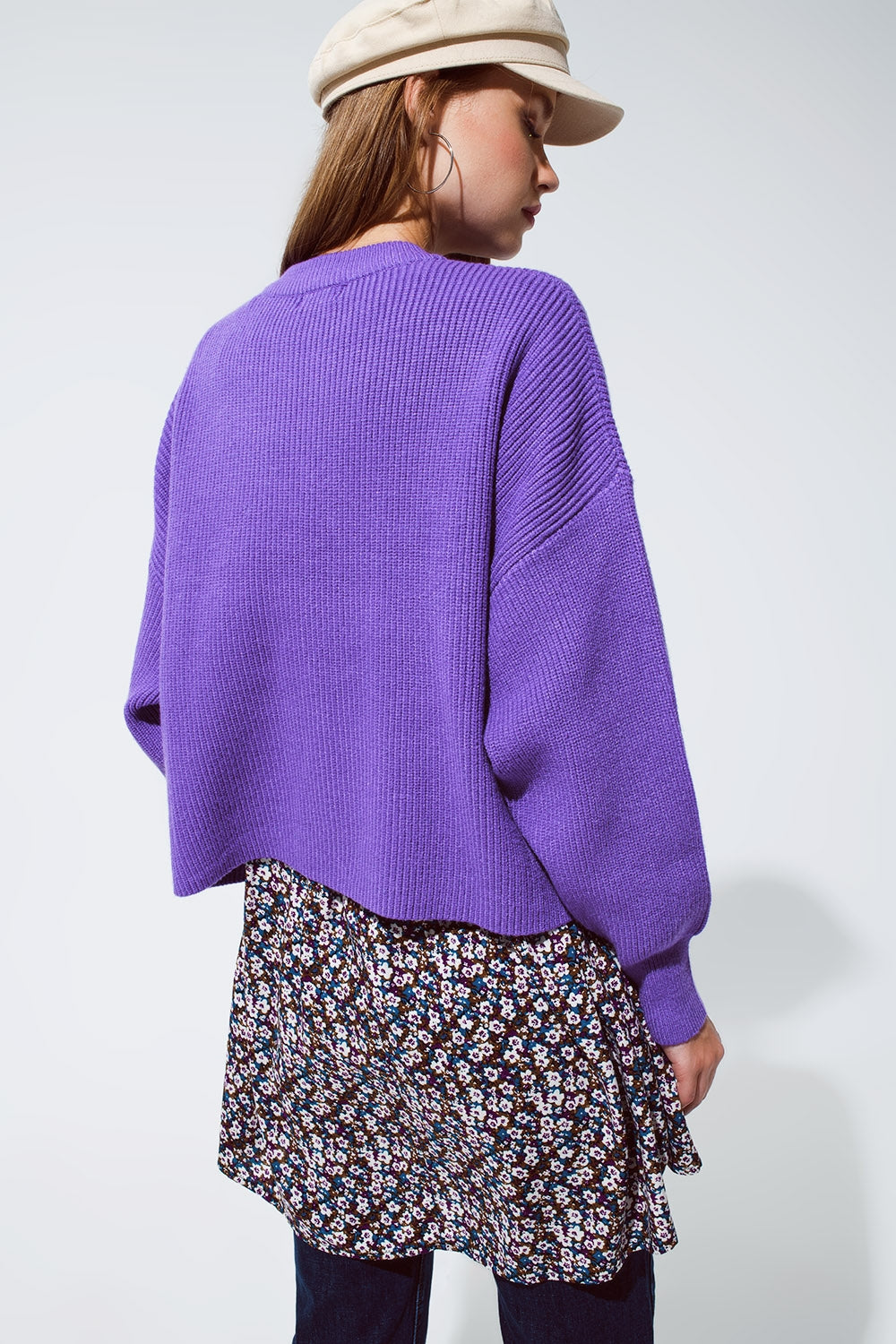 Jersey holgado de punto grueso en color morado