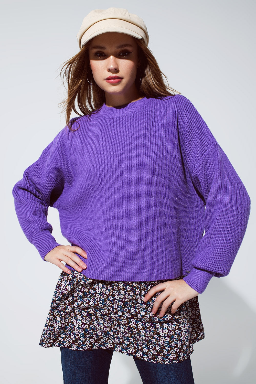 Jersey holgado de punto grueso en color morado