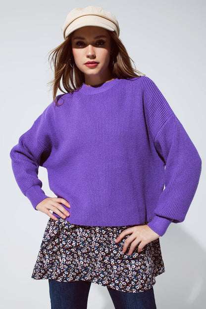 Jersey holgado de punto grueso en color morado