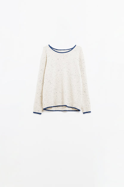 Q2 Jersey jaspeado con detalle de líneas en azul