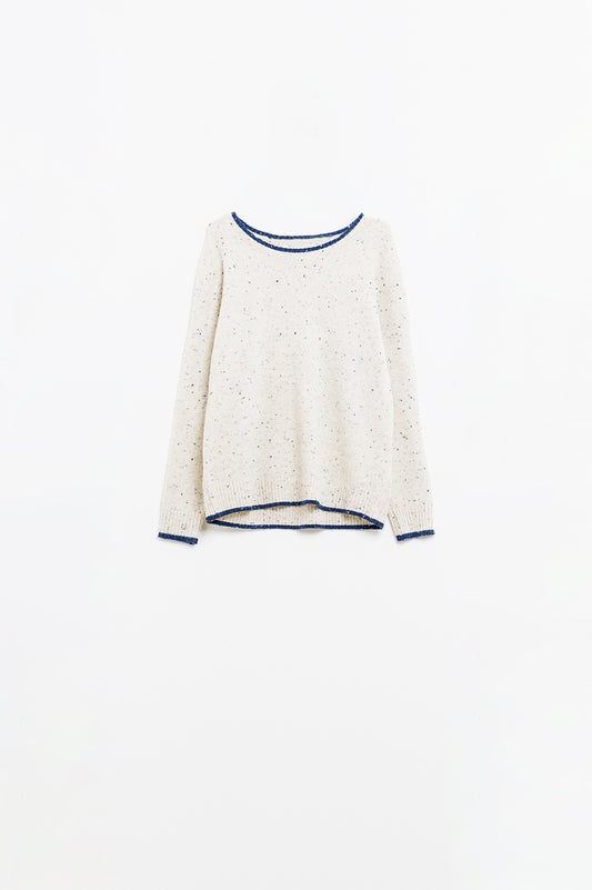 Q2 Jersey jaspeado con detalle de líneas en azul