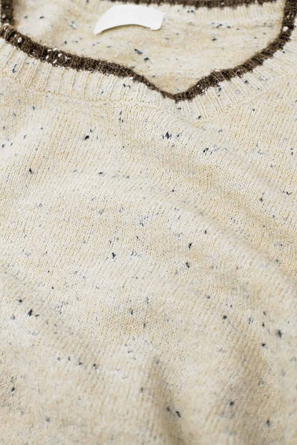 Jersey jaspeado con detalle de líneas en marrón