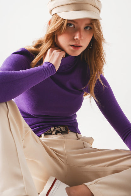 Jersey morado basico con cuello alto