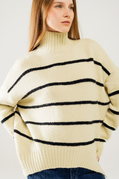 Jersey oversize crema con rayas negras