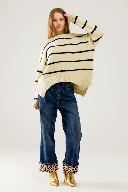 Jersey oversize crema con rayas negras