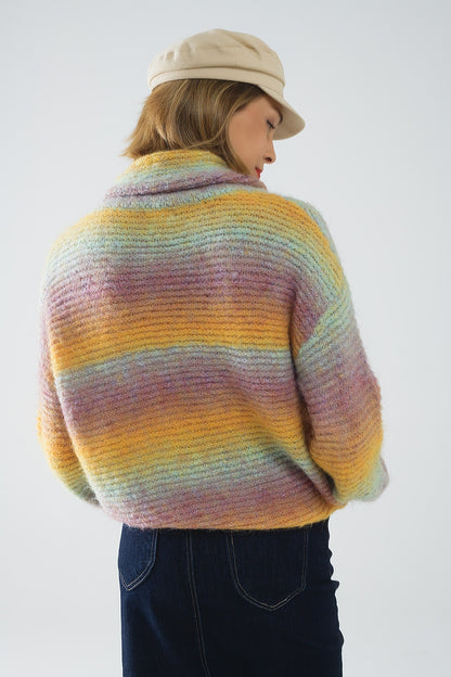 Jersey oversize de cuello alto Comfy Sweater multicolor