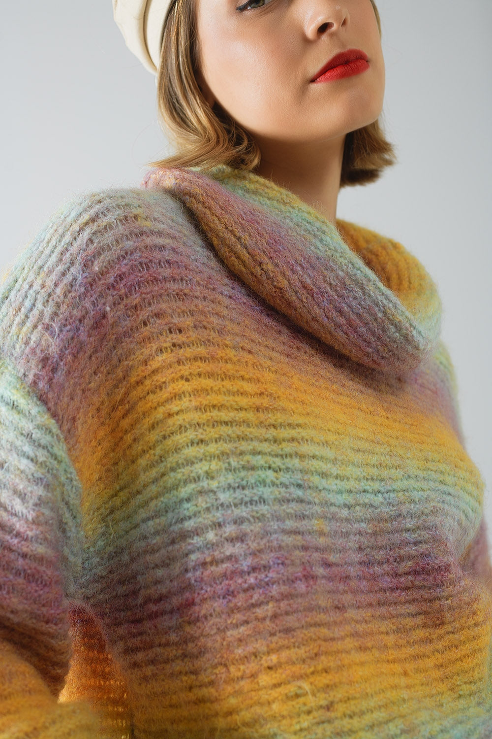 Jersey oversize de cuello alto Comfy Sweater multicolor