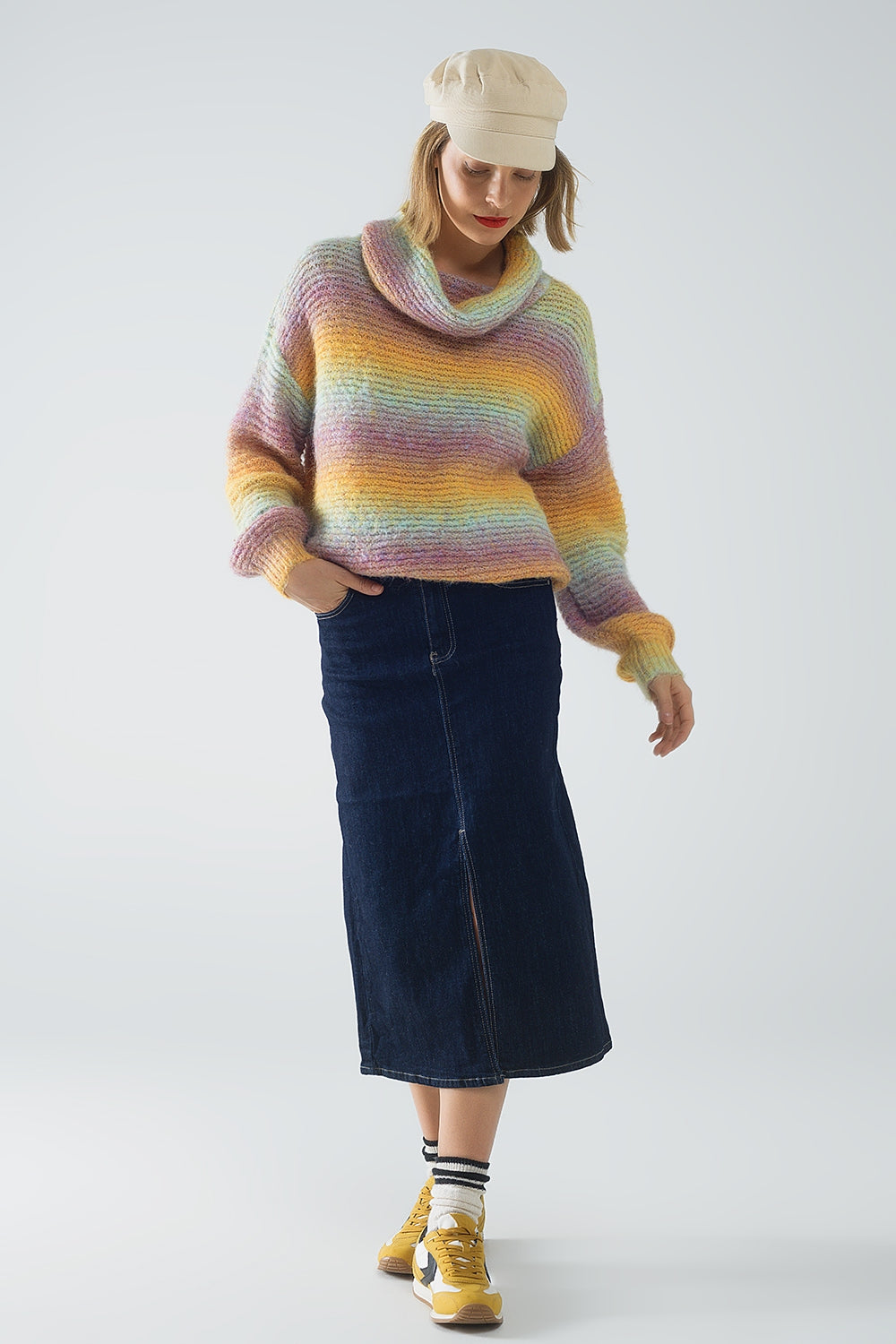Jersey oversize de cuello alto Comfy Sweater multicolor