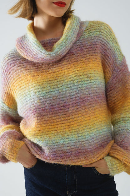 Jersey oversize de cuello alto Comfy Sweater multicolor