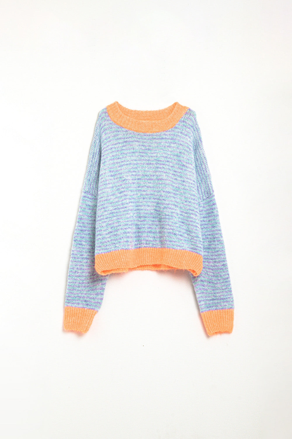 Jersey oversize de punto azul claro/naranja