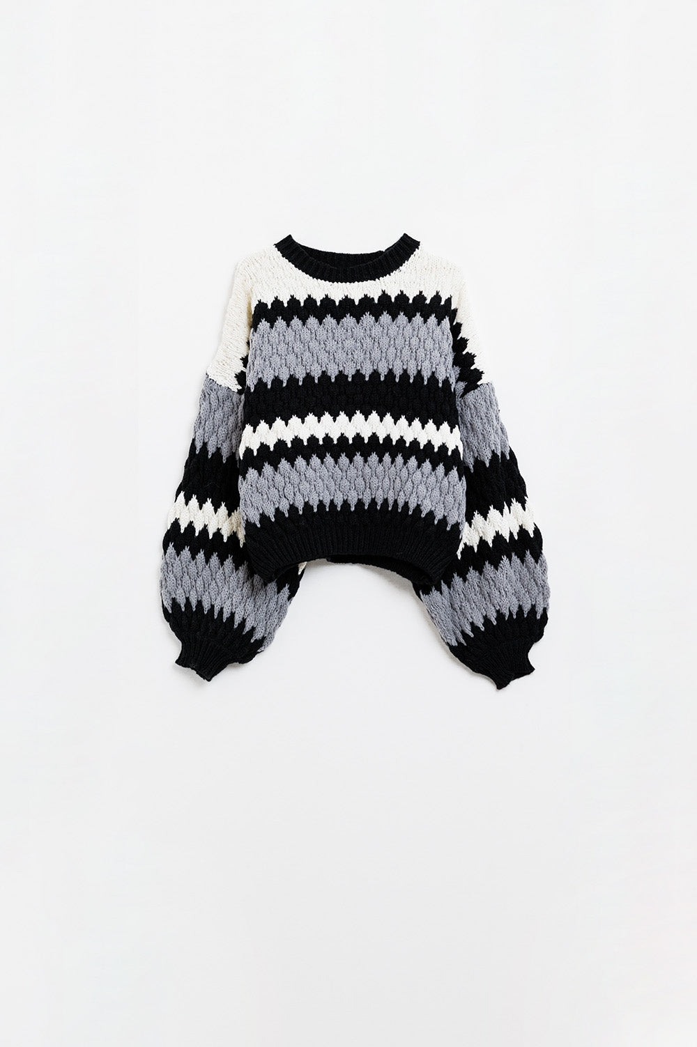 jersey oversize gris a rayas zig zag
