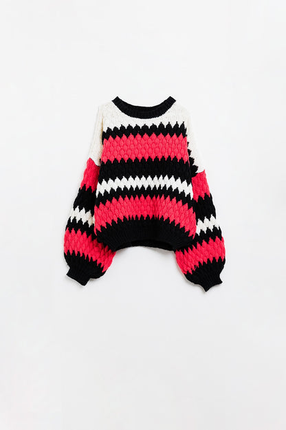jersey oversize rojo a rayas zig zag