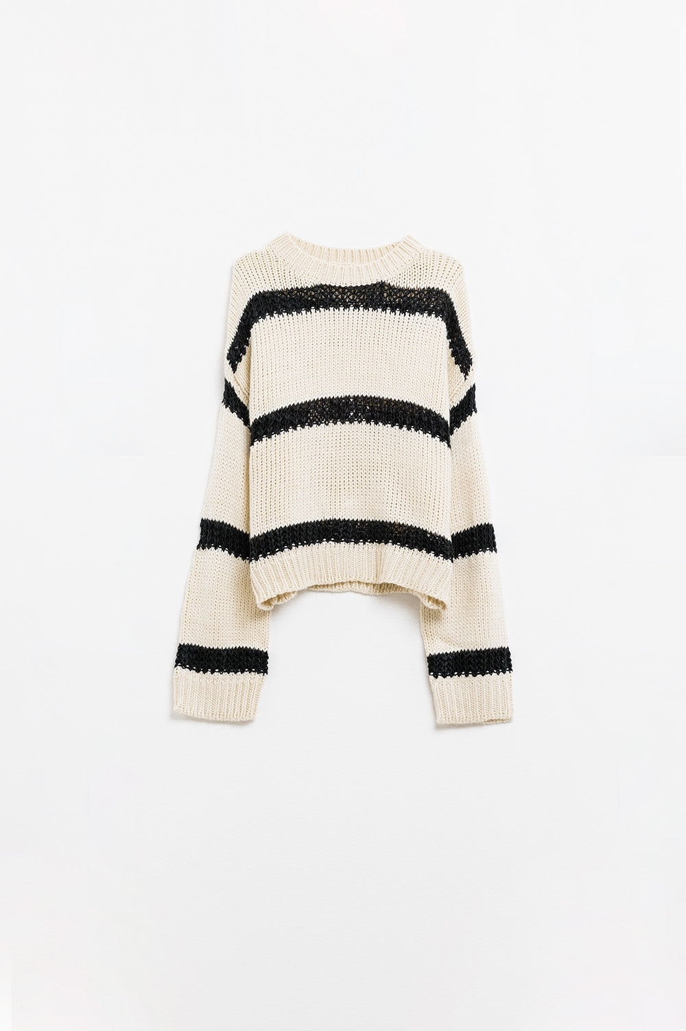 Jersey relajado beige con rayas negras