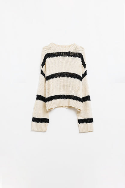 Jersey relajado beige con rayas negras