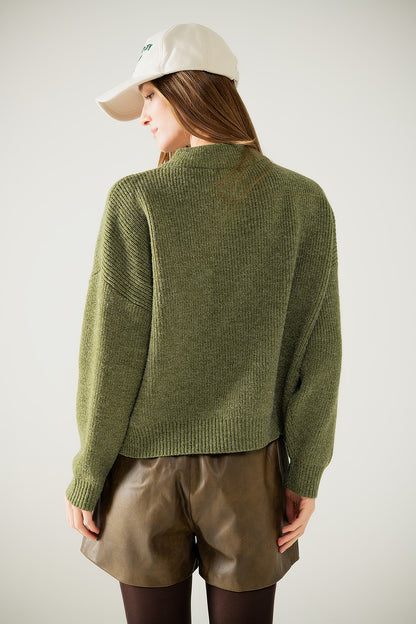 Jersey relajado de medio botón en verde
