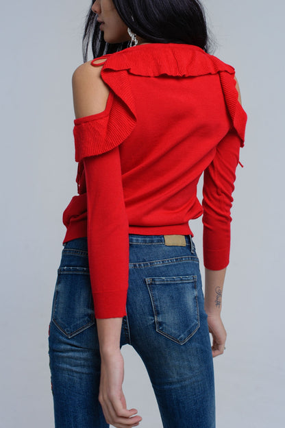 Jersey rojo con detalle de volantes