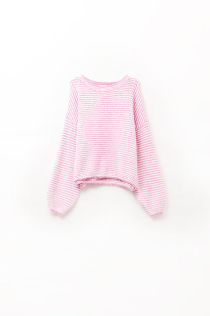 Jersey rosa con rayas blancas