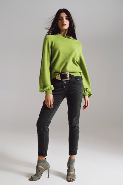 Jersey verde de estilo relajado con mangas globo