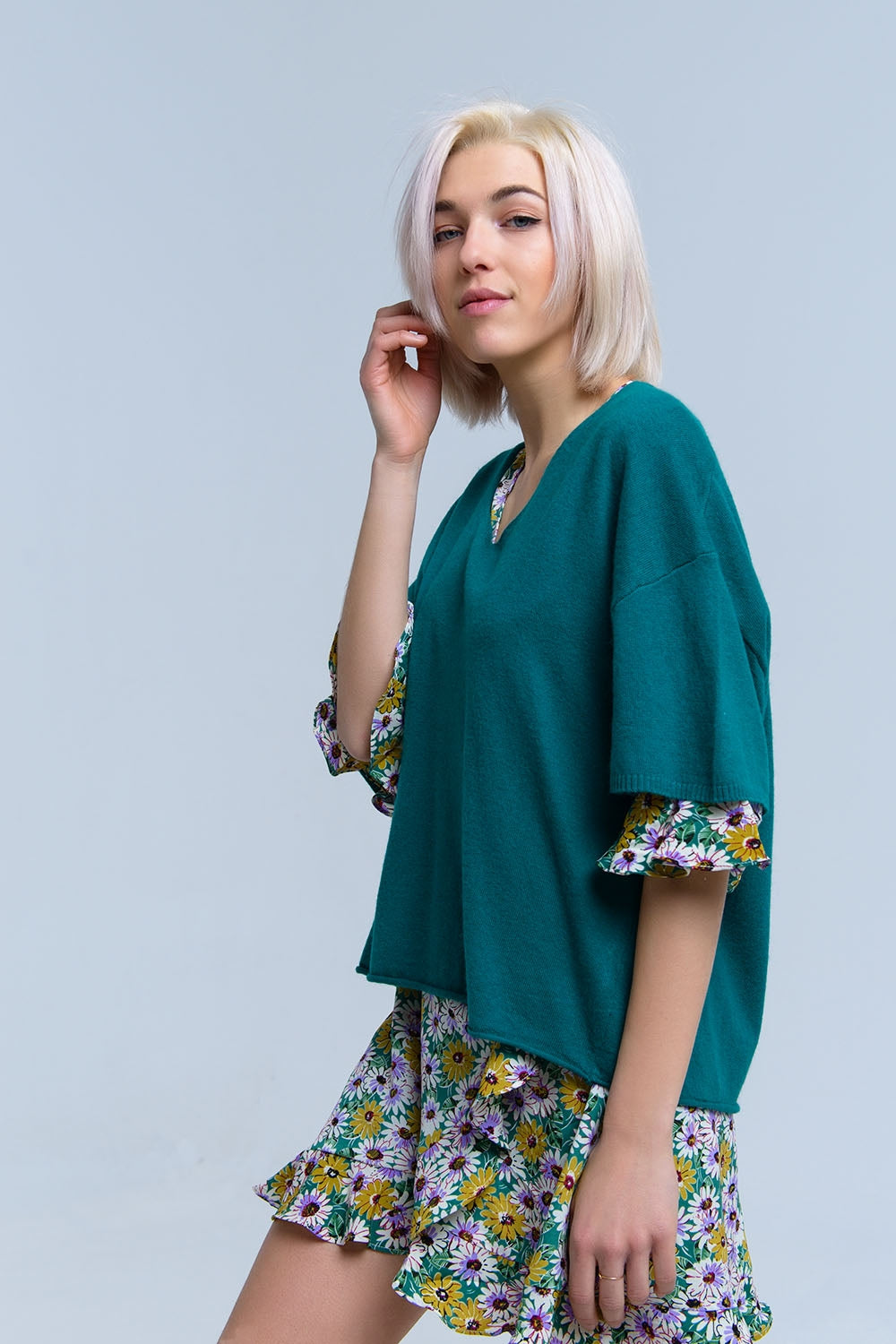 Jersey verde de manga corta