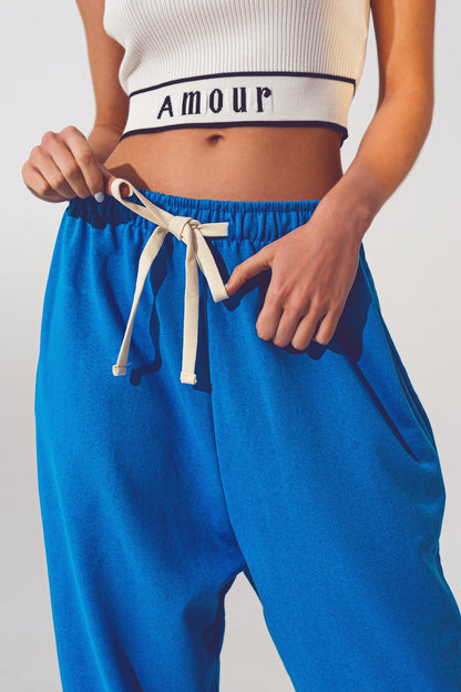 Jogger Oversize con Cintura Lazada en Azul