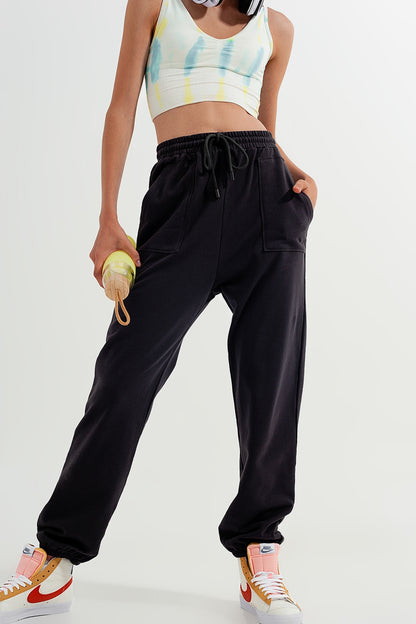 Joggers con cintura elástica en gris oscuro
