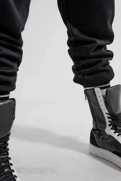 Joggers negros básicos con cordón de algodón